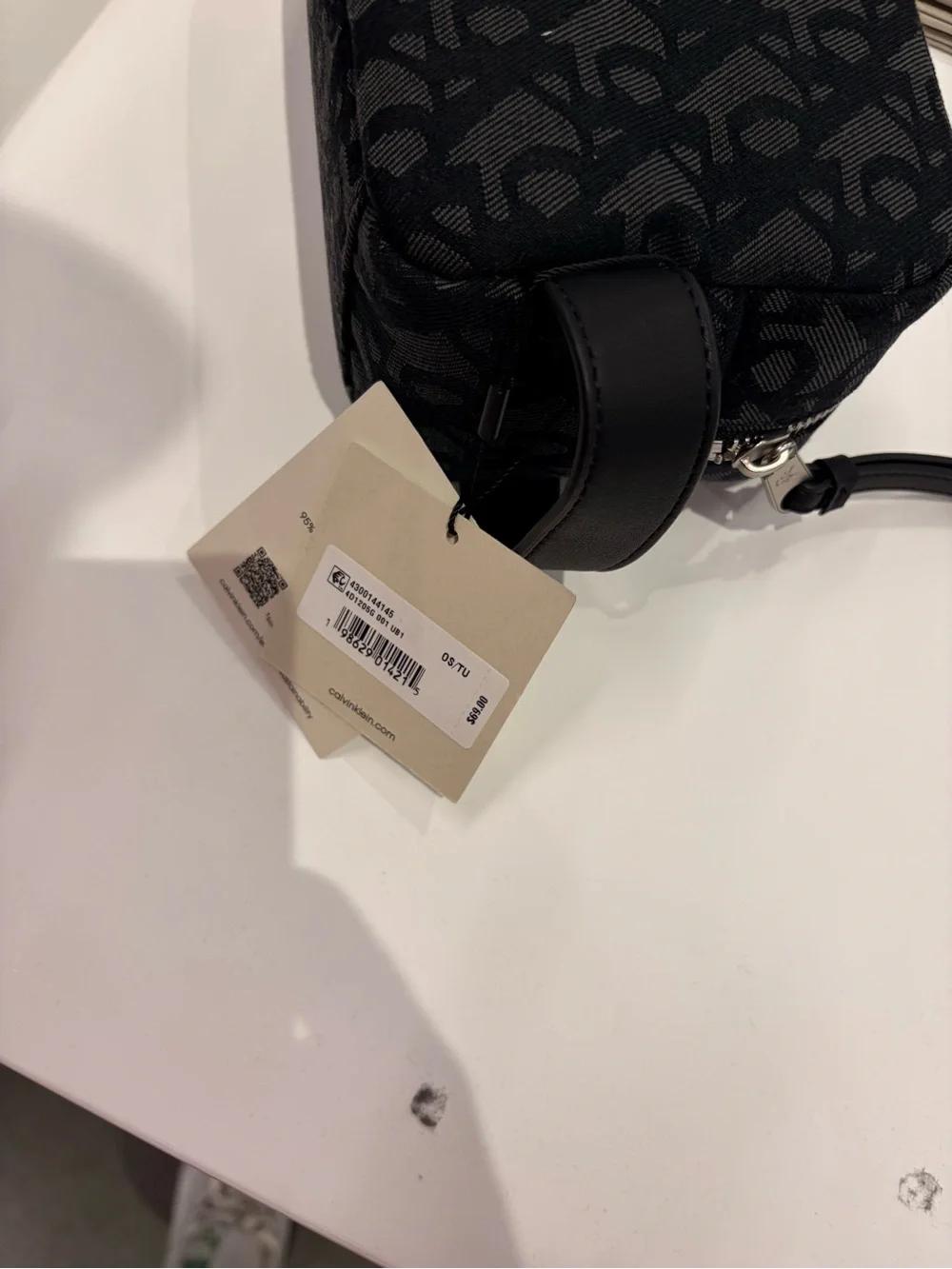 Calvin Klein Black Patterned Cosmetic Pouch with large logo new with tag